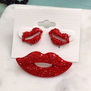Lips Earrings/Brooch